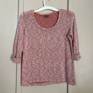Sparkle And Fade Womens Sweater Medium Tight Knit Fall Heathered Orange